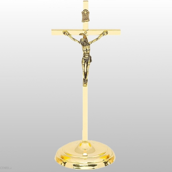 NWT Cross Moreli Gold-Tone Brass Standing Crucifix Decoration - Picture 2 of 6